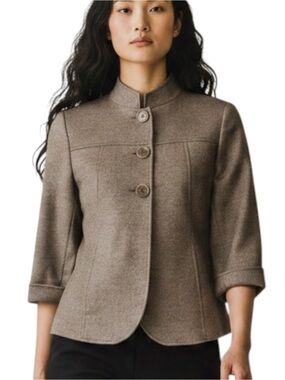 Lafayette 148 Virgin Wool Brown Tan Jacket NWOT Size 2 Academia Career